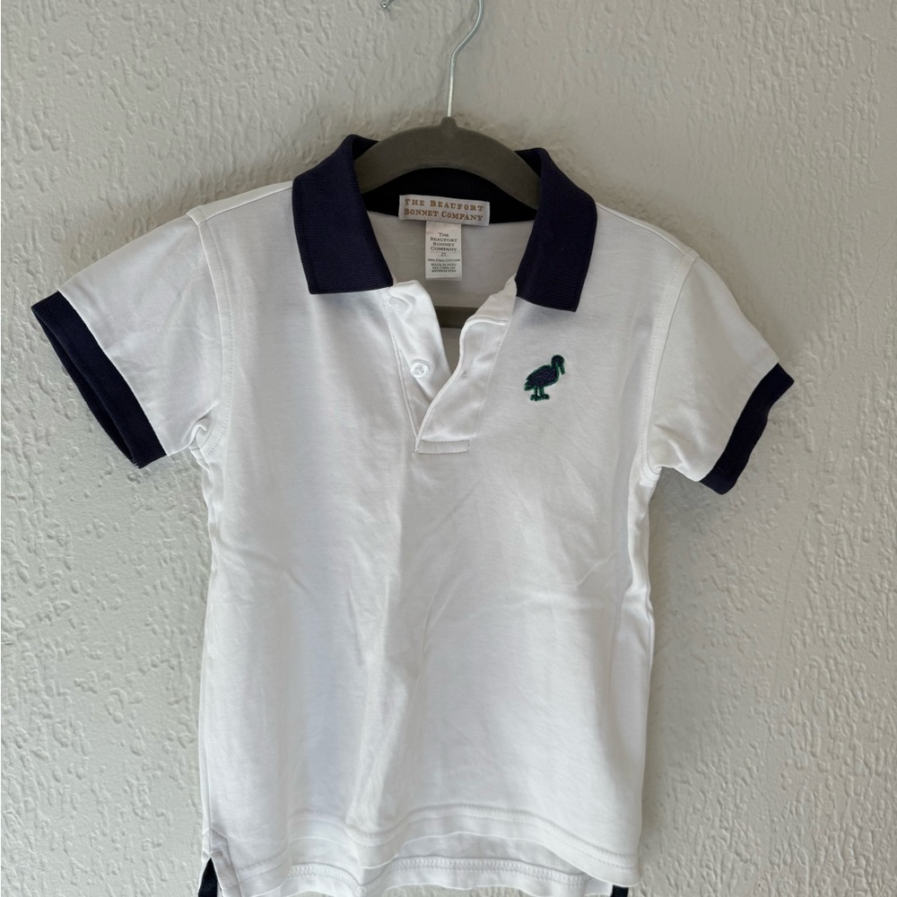 The Beaufort Bonnet Company Prim and Proper White Polo with Navy Accents - Picture 2 of 4